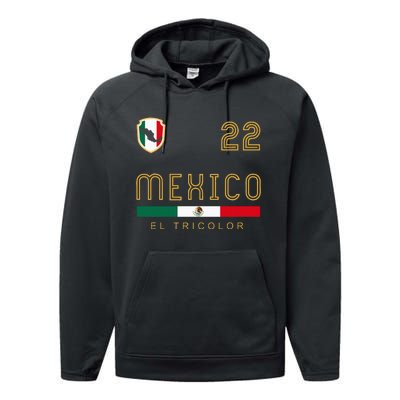 Vintage Mexico Jersey Futbol Soccer Flag Performance Fleece Hoodie