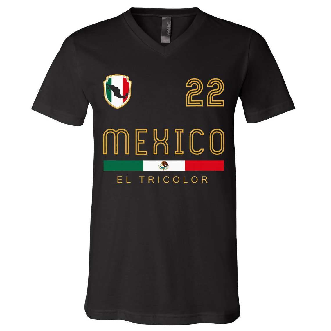 Vintage Mexico Jersey Futbol Soccer Flag V-Neck T-Shirt