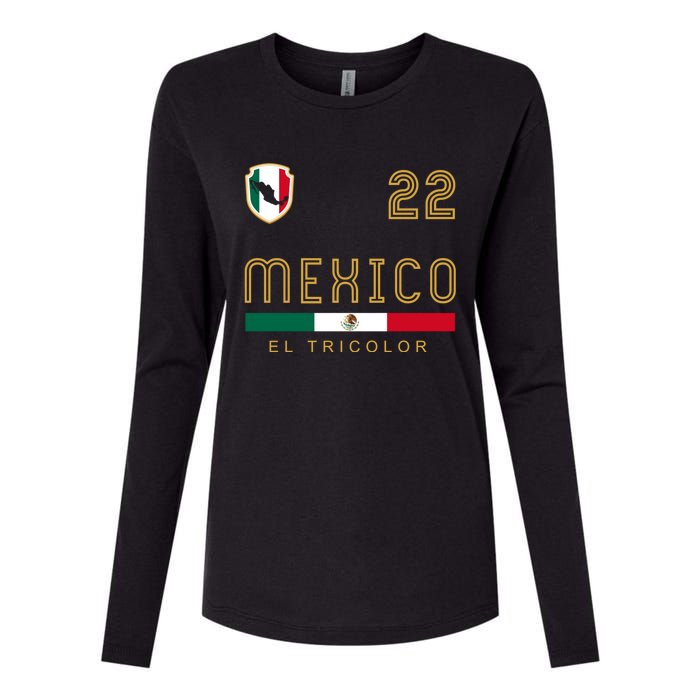 Vintage Mexico Jersey Futbol Soccer Flag Fan Gift Womens Cotton Relaxed Long Sleeve T-Shirt