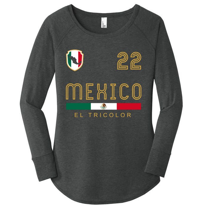 Vintage Mexico Jersey Futbol Soccer Flag Fan Gift Women's Perfect Tri Tunic Long Sleeve Shirt