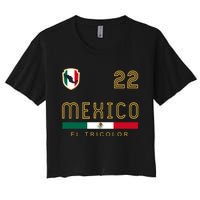 Vintage Mexico Jersey Futbol Soccer Flag Fan Gift Women's Crop Top Tee