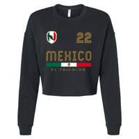 Vintage Mexico Jersey Futbol Soccer Flag Fan Gift Cropped Pullover Crew