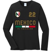 Vintage Mexico Jersey Futbol Soccer Flag Fan Gift Ladies Long Sleeve Shirt