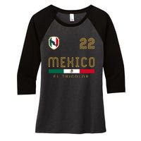 Vintage Mexico Jersey Futbol Soccer Flag Fan Gift Women's Tri-Blend 3/4-Sleeve Raglan Shirt