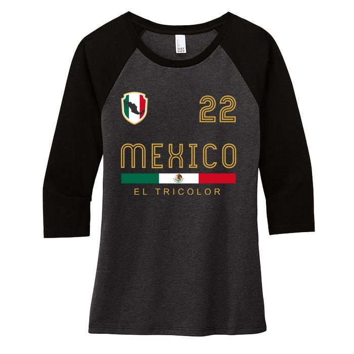 Vintage Mexico Jersey Futbol Soccer Flag Fan Gift Women's Tri-Blend 3/4-Sleeve Raglan Shirt