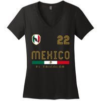 Vintage Mexico Jersey Futbol Soccer Flag Fan Gift Women's V-Neck T-Shirt