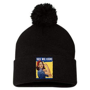 Vote Madam Kamala President Harris Yes We Kam Madam Harris Fun Pom Pom 12in Knit Beanie