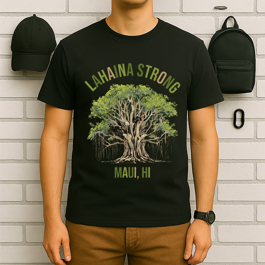 Vintage Maui Lahaina Hawaii Old Banyan Tree Strong For All T-Shirt