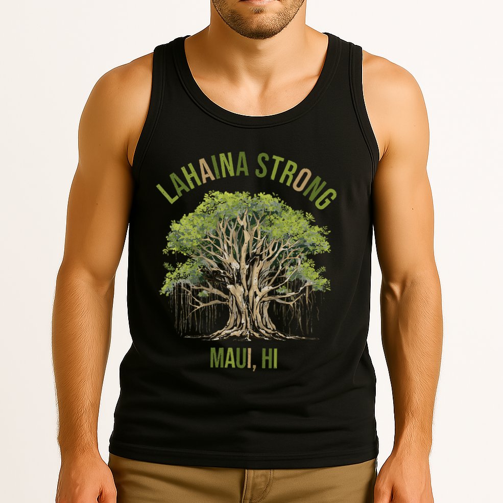 Vintage Maui Lahaina Hawaii Old Banyan Tree Strong For All Tank Top