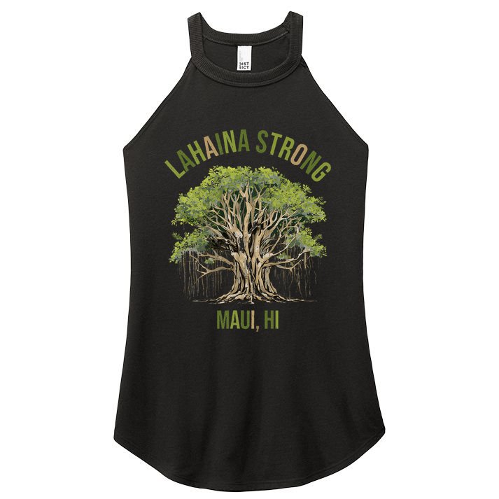 Vintage Maui Lahaina Hawaii Old Banyan Tree Strong For All Women's Perfect Tri Rocker Tank