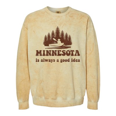 Vintage Minnesota Lake Life Gift Colorblast Crewneck Sweatshirt