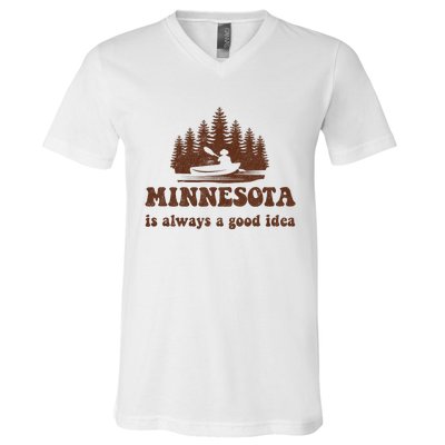 Vintage Minnesota Lake Life Gift V-Neck T-Shirt