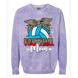 Volleyball Mom Life Game Day Leopard Cute Mother's Day Colorblast Crewneck Sweatshirt