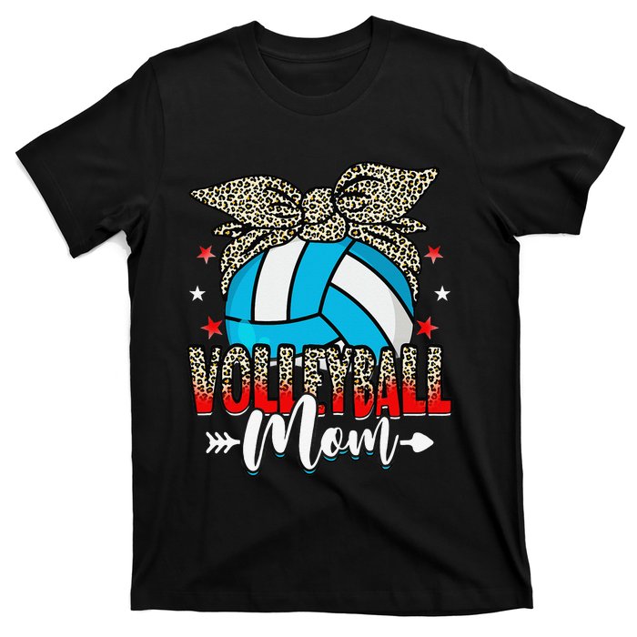 Volleyball Mom Life Game Day Leopard Cute Mother's Day T-Shirt