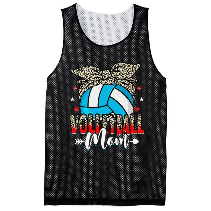 Volleyball Mom Life Game Day Leopard Cute Mother's Day Mesh Reversible Basketball Jersey Tank