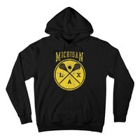 Vintage Michigan Lacrosse Distressed Lax Hoodie