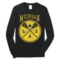 Vintage Michigan Lacrosse Distressed Lax Long Sleeve Shirt