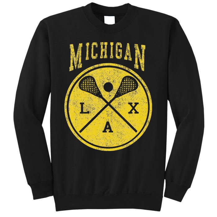 Vintage Michigan Lacrosse Distressed Lax Sweatshirt