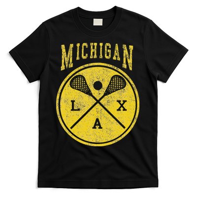 Vintage Michigan Lacrosse Distressed Lax T-Shirt