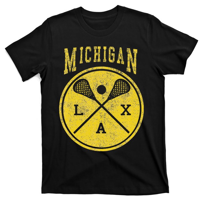 Vintage Michigan Lacrosse Distressed Lax T-Shirt