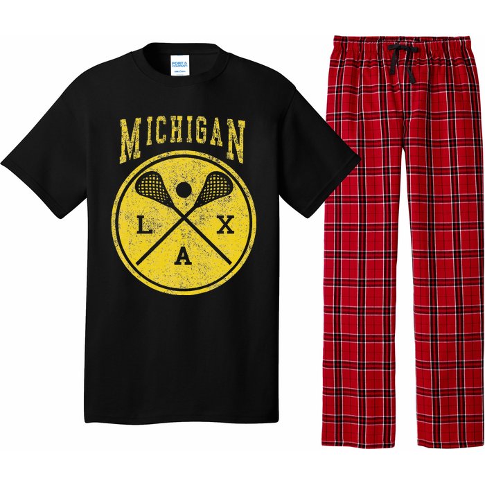 Vintage Michigan Lacrosse Distressed Lax Pajama Set