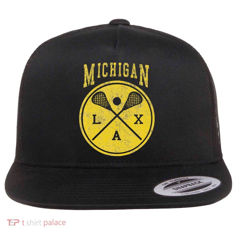 Vintage Michigan Lacrosse Distressed Lax Flatbill Hat