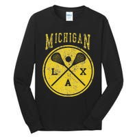 Vintage Michigan Lacrosse Distressed Lax Tall Long Sleeve T-Shirt