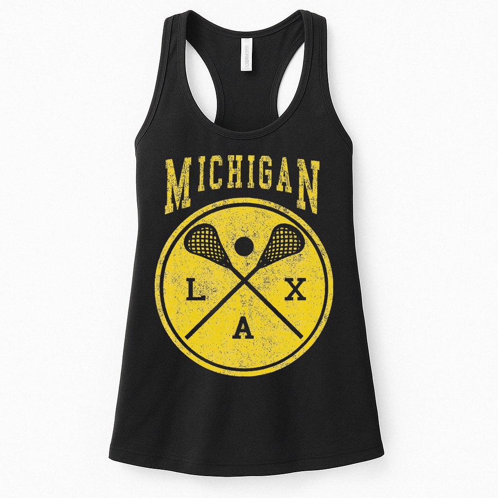Vintage Michigan Lacrosse Distressed Lax Womens Tank Top