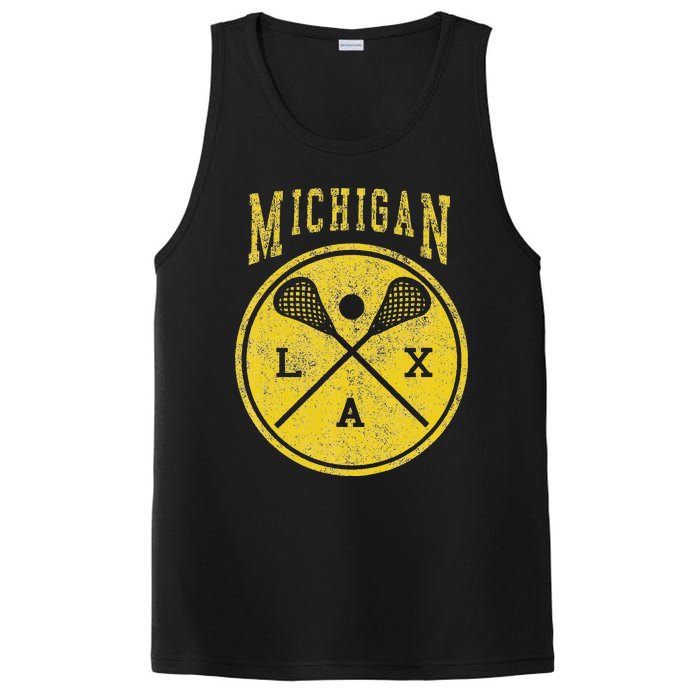 Vintage Michigan Lacrosse Distressed Lax PosiCharge Competitor Tank