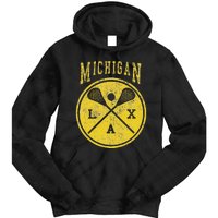 Vintage Michigan Lacrosse Distressed Lax Tie Dye Hoodie