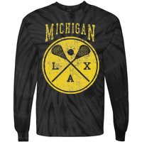 Vintage Michigan Lacrosse Distressed Lax Tie-Dye Long Sleeve Shirt