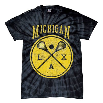 Vintage Michigan Lacrosse Distressed Lax Tie-Dye T-Shirt