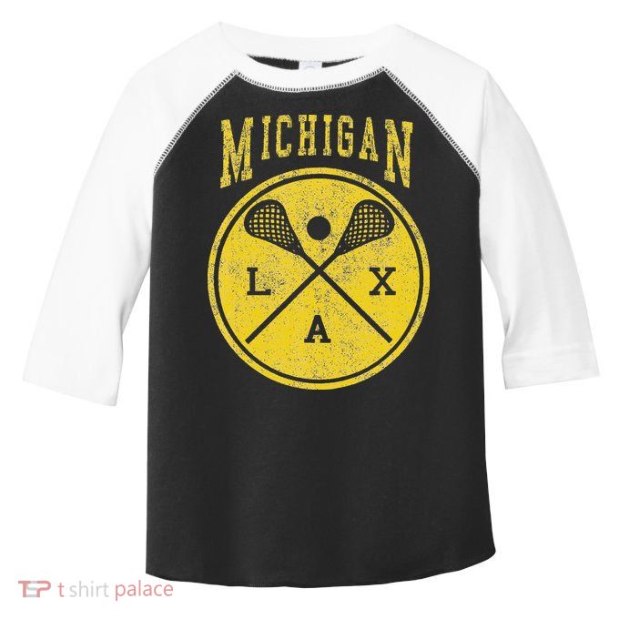 Vintage Michigan Lacrosse Distressed Lax Toddler Fine Jersey T-Shirt