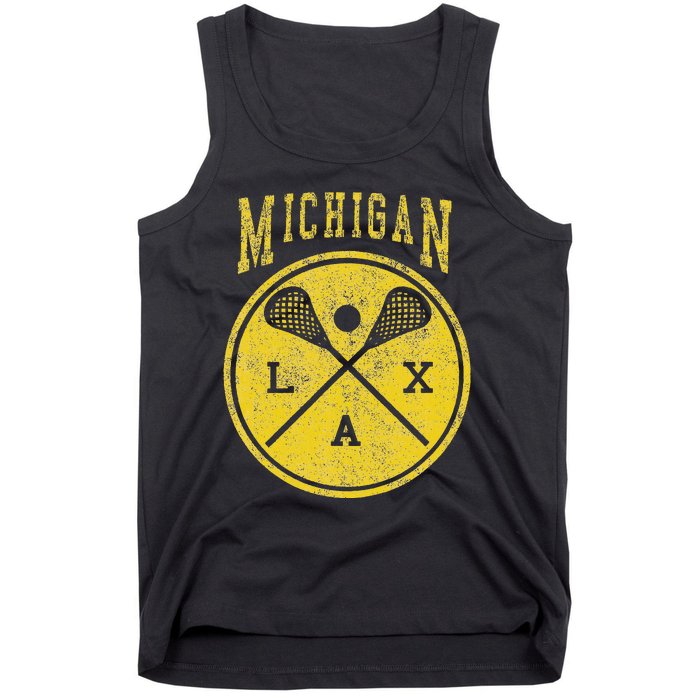 Vintage Michigan Lacrosse Distressed Lax Tank Top