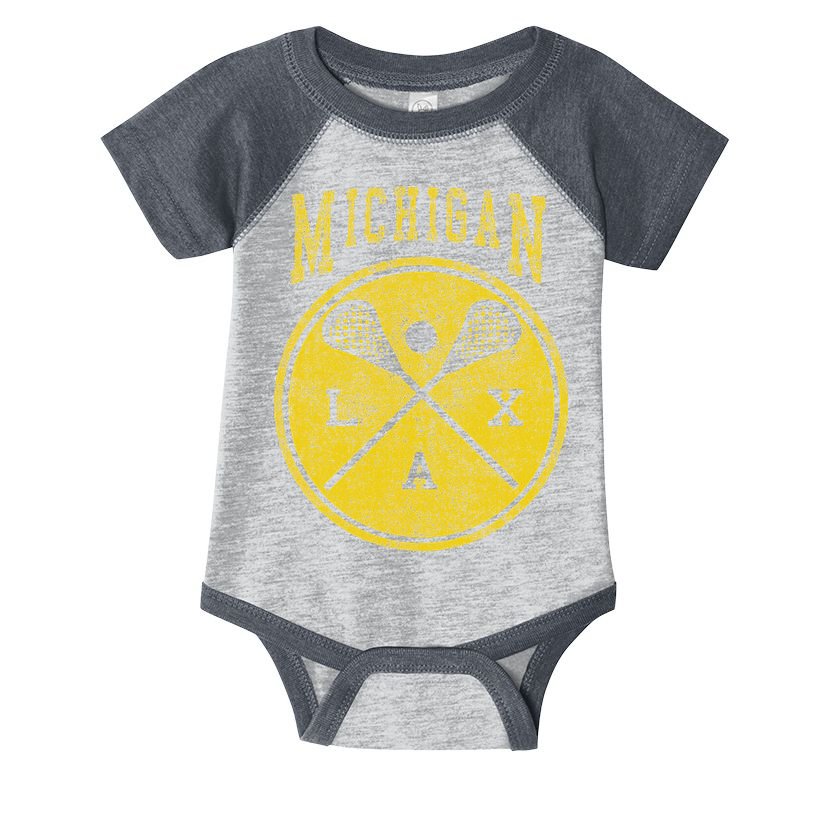 Vintage Michigan Lacrosse Distressed Lax Infant Baby Jersey Bodysuit