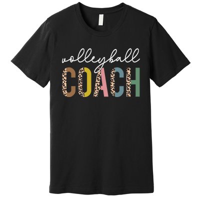 Volleyball Mom Leopard Volleyball Coach Team Gift Premium T-Shirt