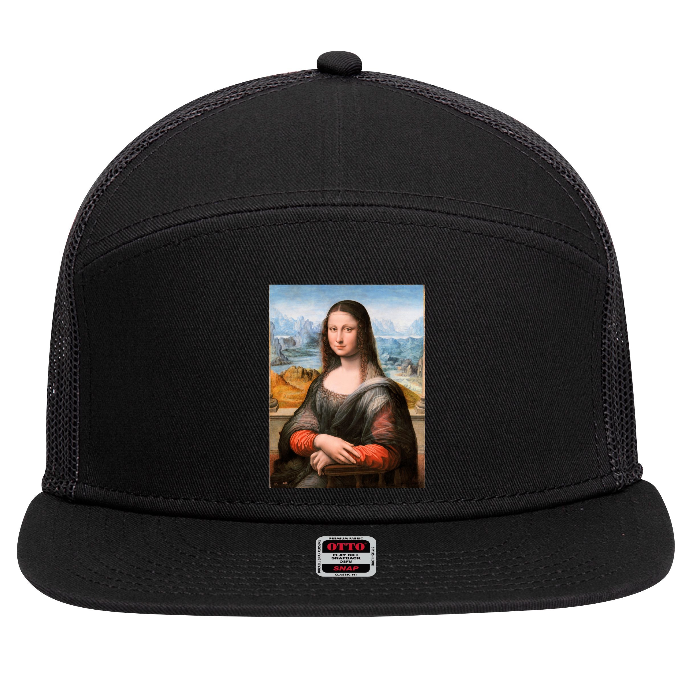 Vibrant Mona Lisa 7 Panel Mesh Trucker Snapback Hat