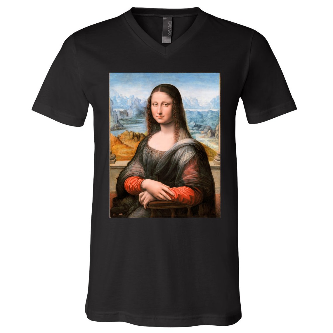 Vibrant Mona Lisa V-Neck T-Shirt