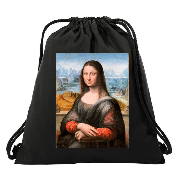 Vibrant Mona Lisa Drawstring Bag