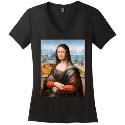 Vibrant Mona Lisa Women's V-Neck T-Shirt