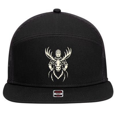 Vintage Moose Lumberjack Wilderness Adventure 7 Panel Mesh Trucker Snapback Hat