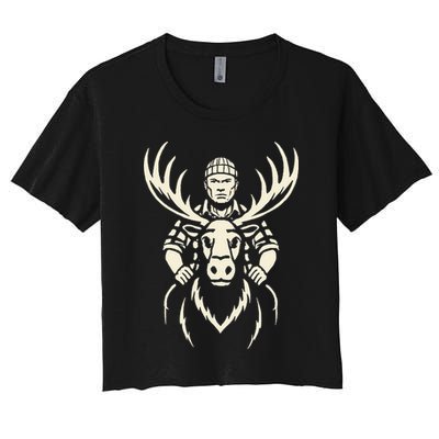 Vintage Moose Lumberjack Wilderness Adventure Women's Crop Top Tee