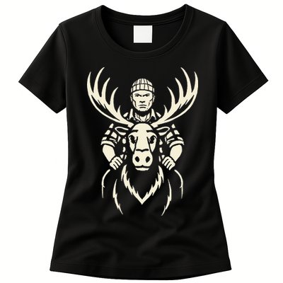 Vintage Moose Lumberjack Wilderness Adventure Womens T-Shirt