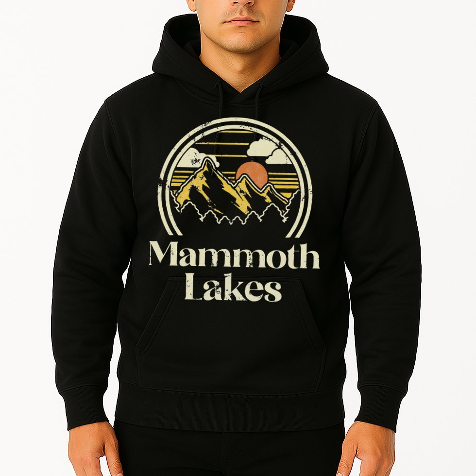 Vintage Mammoth Lakes Mountains California Hiking Camp Retro Hoodie