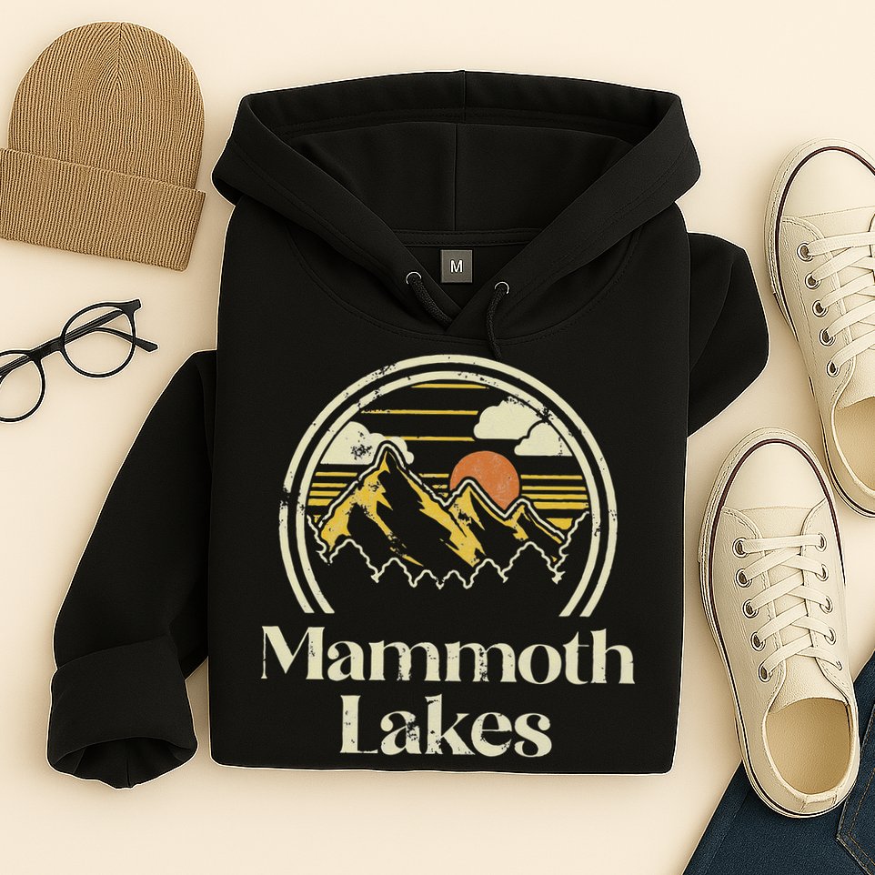 Vintage Mammoth Lakes Mountains California Hiking Camp Retro Hoodie