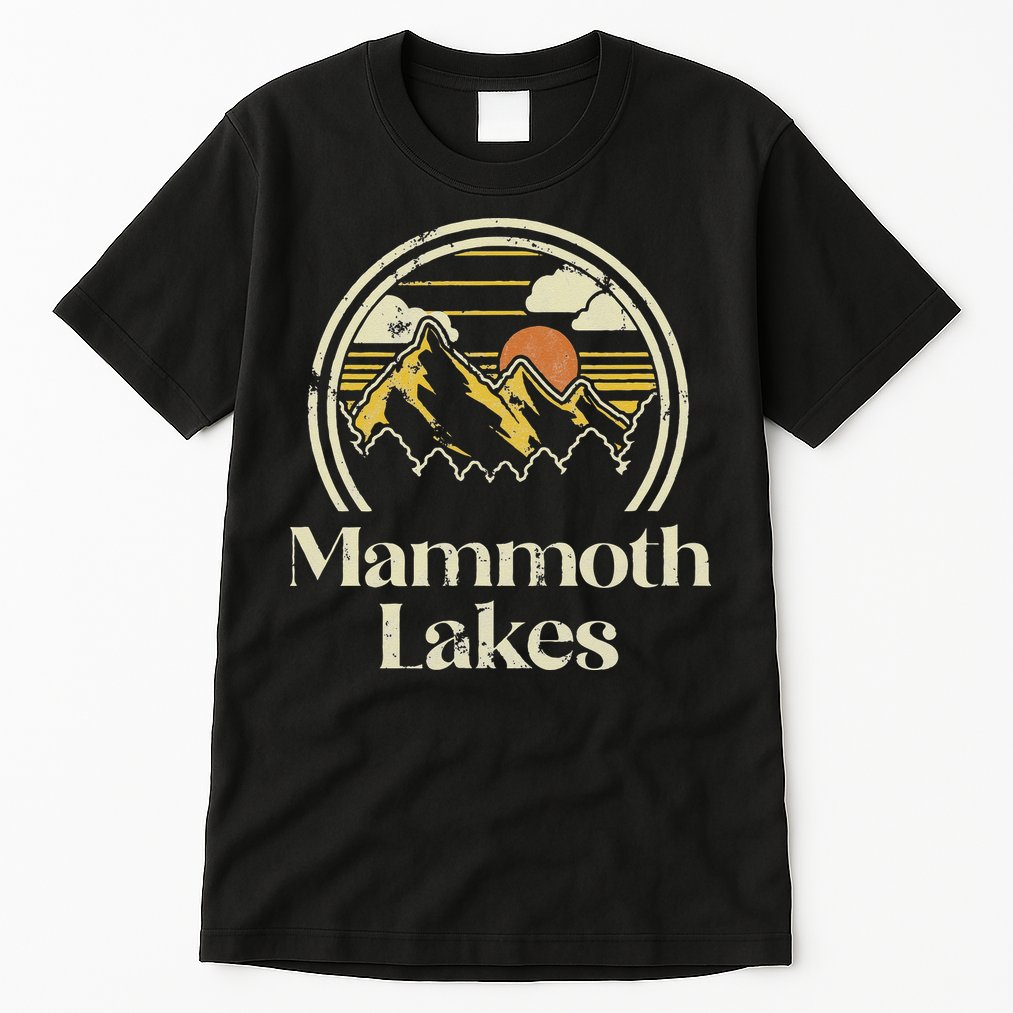 Vintage Mammoth Lakes Mountains California Hiking Camp Retro Tall T-Shirt