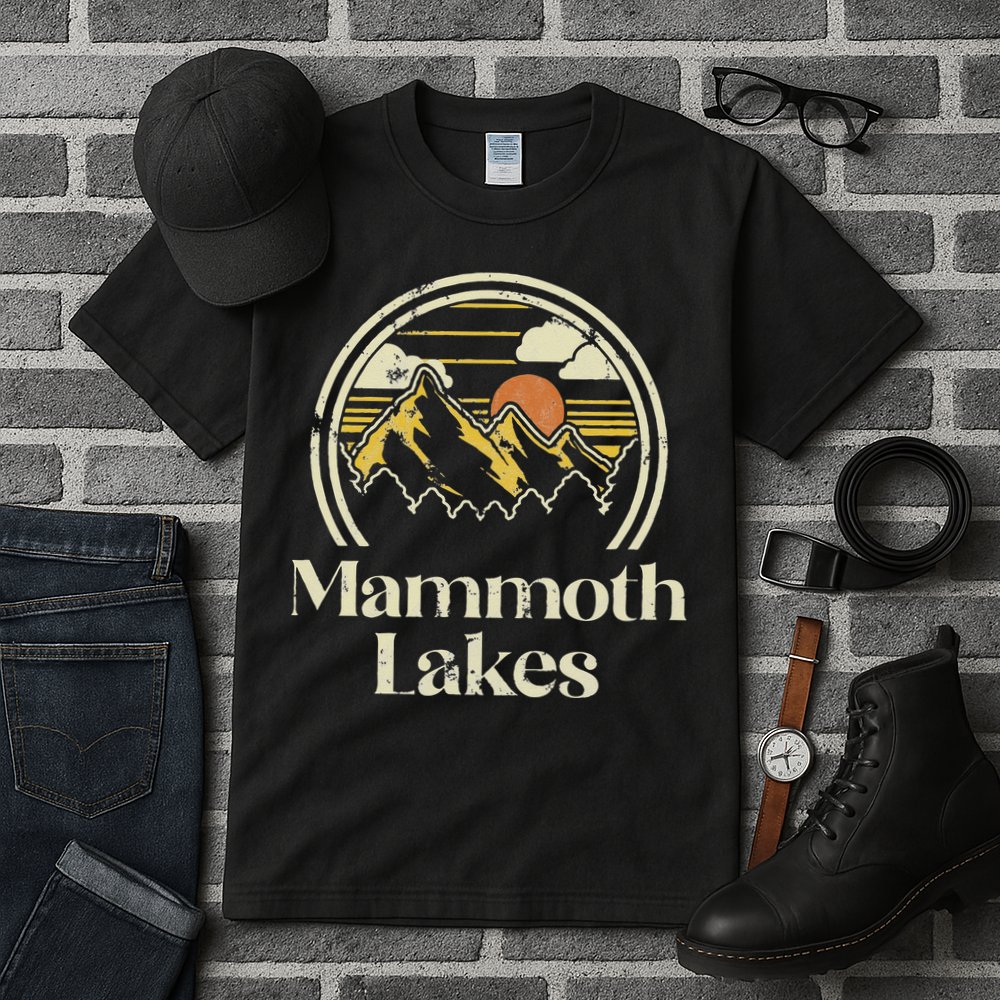 Vintage Mammoth Lakes Mountains California Hiking Camp Retro Tall T-Shirt