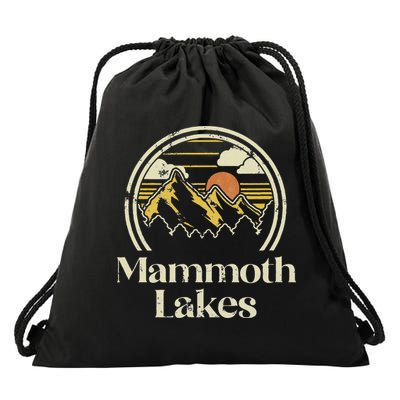 Vintage Mammoth Lakes Mountains California Hiking Camp Retro Drawstring Bag