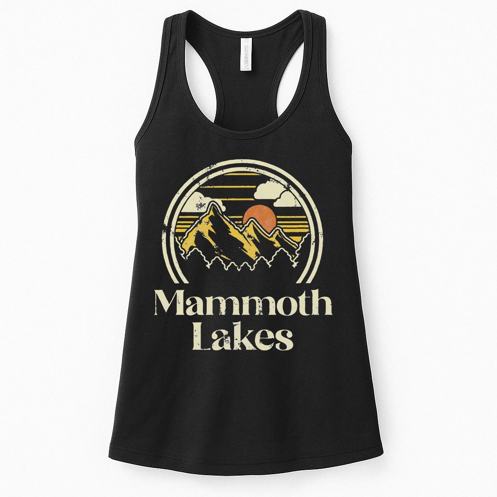 Vintage Mammoth Lakes Mountains California Hiking Camp Retro Womens Tank Top