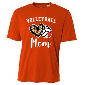 Volleyball Mom Leopard Heart Funny Gift Cooling Performance Crew T-Shirt